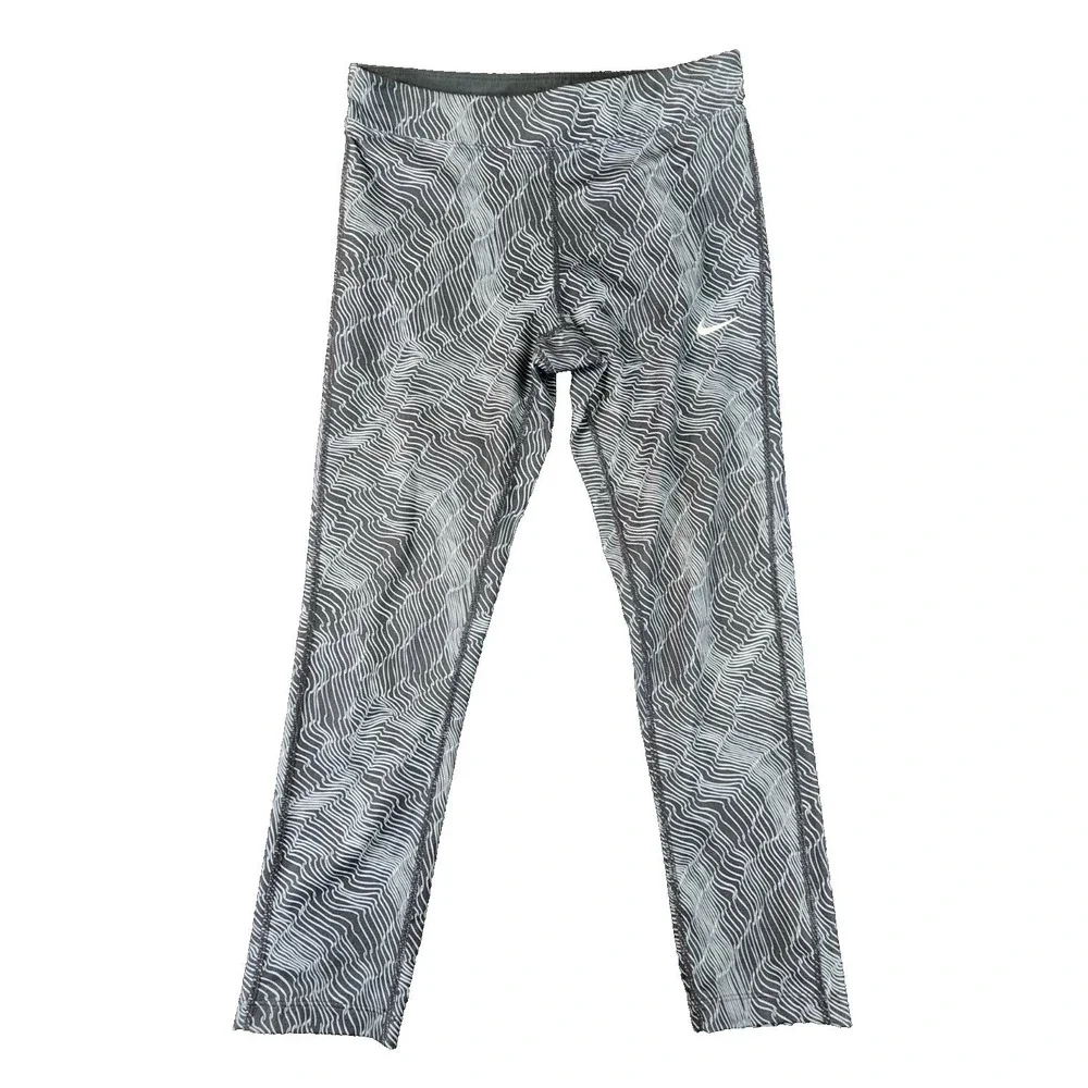 Nike Dri-FIT Epic Lux Crop Leggings Gray Wave Print Womens S 799814-010 Running